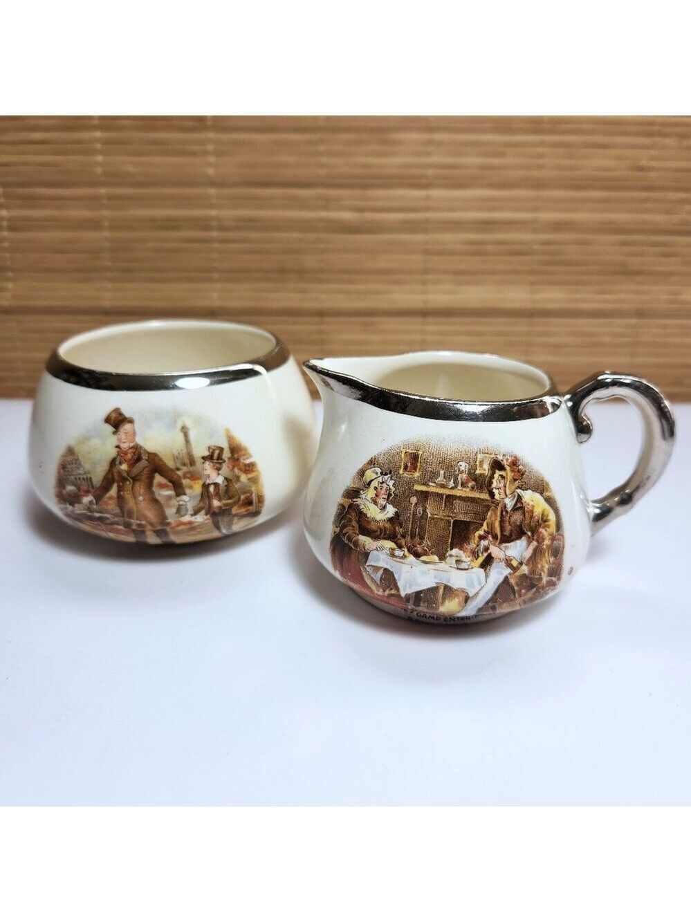 Lancaster Sandland Dickens Cream & Sugar Set England Silver Lustre Vintage